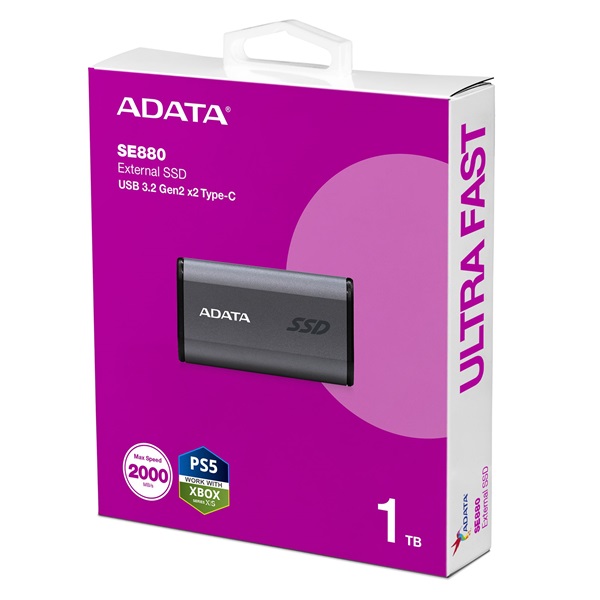 ADATA 1TB USB 3.2 Gen2x2 SE880 (AELI-SE880-1TCGY) szürke külső SSD