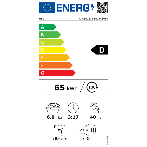 AEG LTR6G261E 6 kg felültöltős mosógép