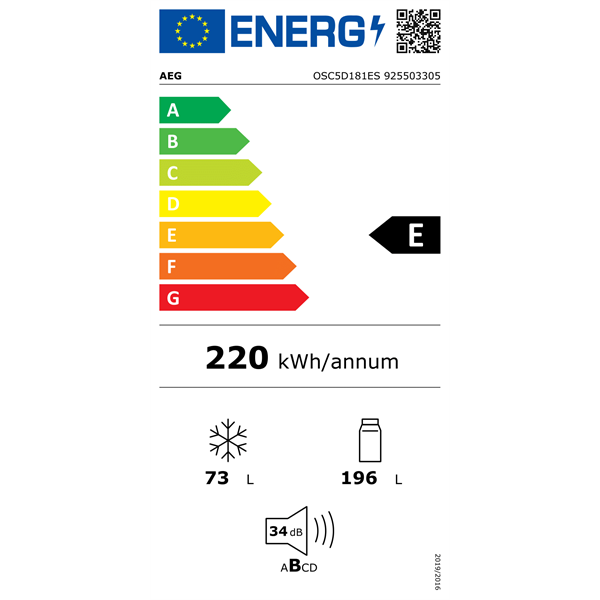 AEG OSC5D181ES beépíthető kombinált hűtőszekrény