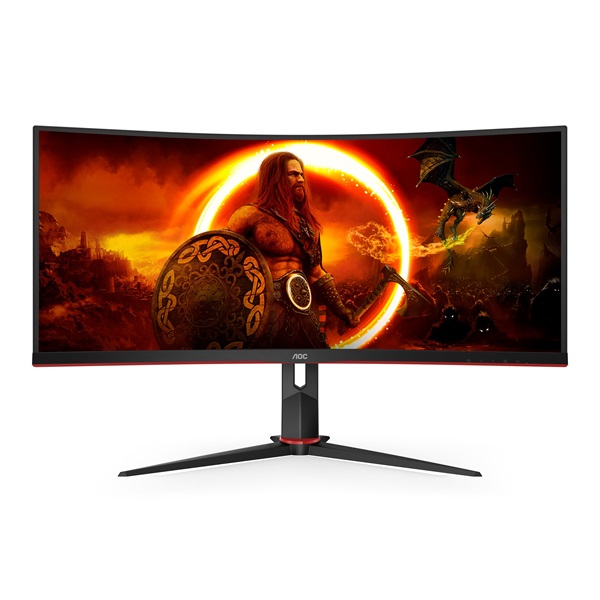 AOC 34" CU34G2XP/BK AdaptiveSync UWQHD VA 180Hz DP/HDMI/USB ívelt gamer monitor