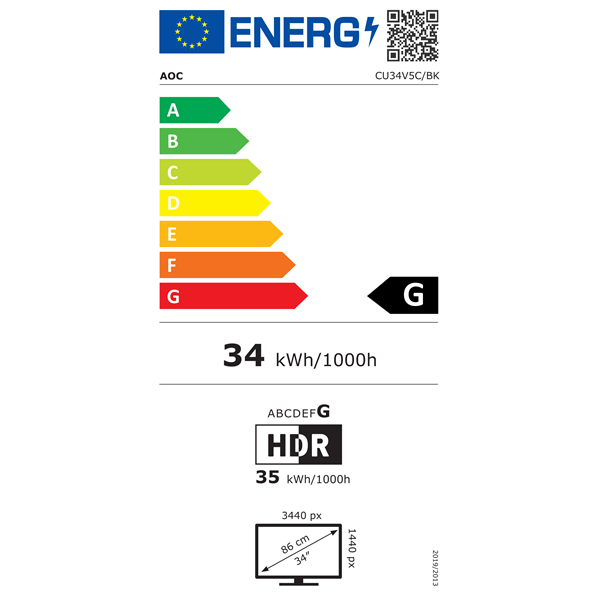 AOC 34" CU34V5C/BK UWQHD VA 100Hz HDMI/USB-C/DP ívelt monitor