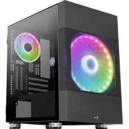 Aerocool Atomic v1 fekete (táp nélküli) ablakos mATX ház