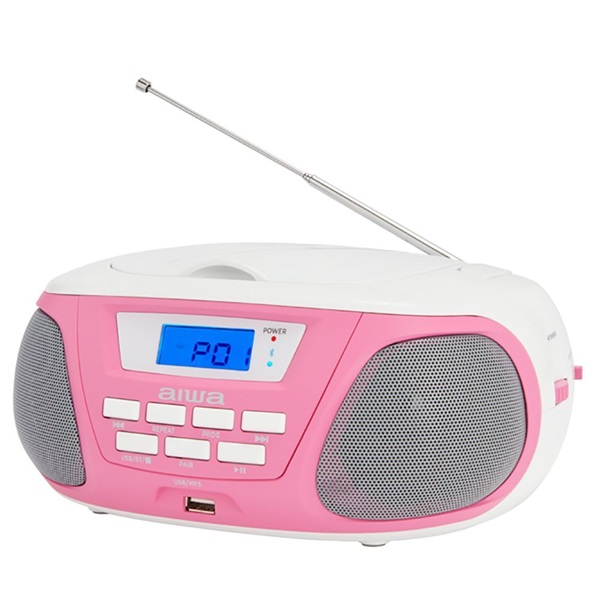 Aiwa BBTU-300PK hordozható pink rádiós CD lejátszó