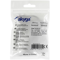 Akyga USB 2.0 4 portos elosztó kábel