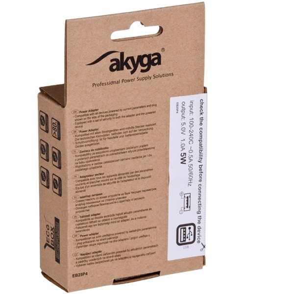 Akyga 5V/1A/5W hálózati USB töltő