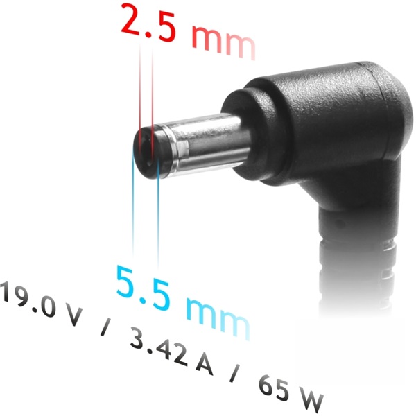 Akyga AK-ND-01 19V/3,42A/65W 5,5x2,5mm Asus / Toshiba / HP / Compaq  notebook hálózati töltő