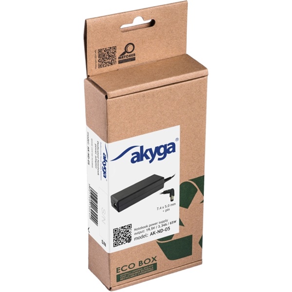 Akyga AK-ND-05 19,5V/3,34A/65W 7,4x5mm DELL notebook hálózati töltő