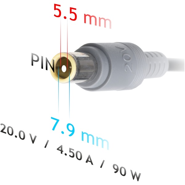 Akyga AK-ND-18 20V/4,5A/90W 7,9x5,5mm Lenovo notebook hálózati töltő