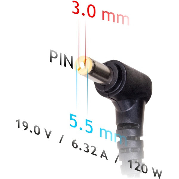 Akyga AK-ND-56 19V/6,32A/120W 5,5x3mm + pin Samsung notebook hálózati töltő