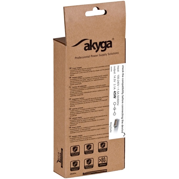 Akyga AK-ND-62 14,5V/3,10A/45W MagSafe L Apple notebook hálózati töltő