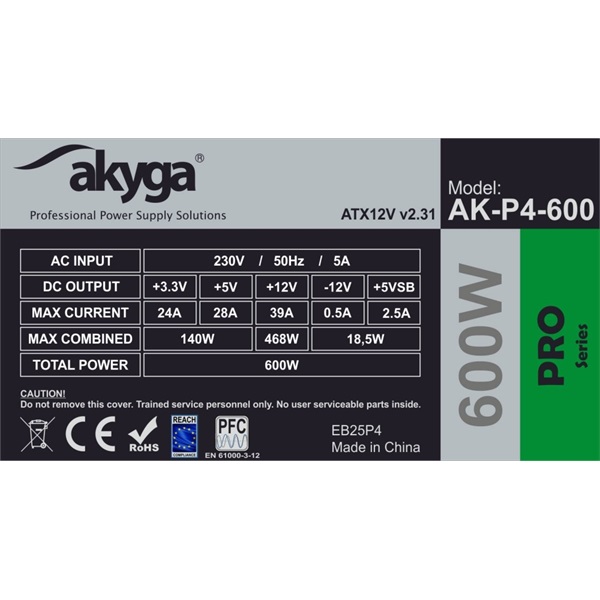 Akyga Ak-P4-600 semi-modular 600W ATX tápegység