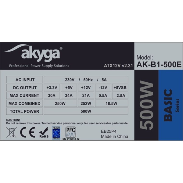 Akyga Basic 500W (AK-B1-500E) tápegység