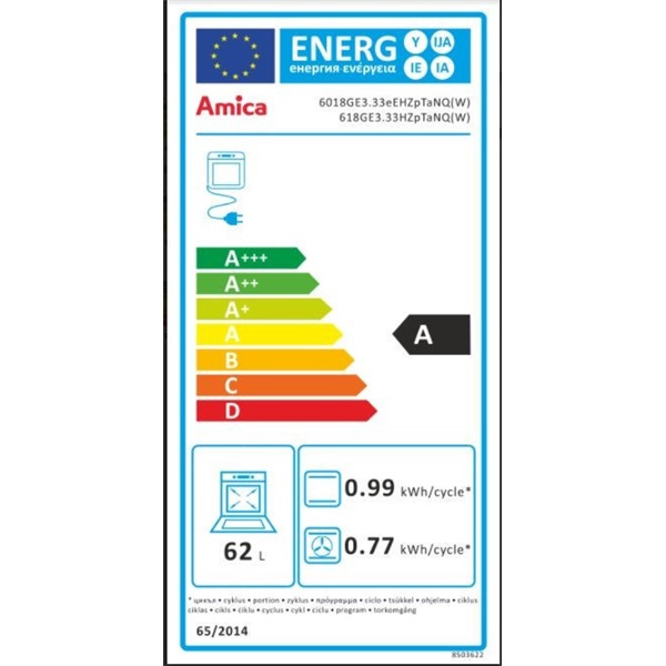 Amica 55700 fehér kombinált tűzhely