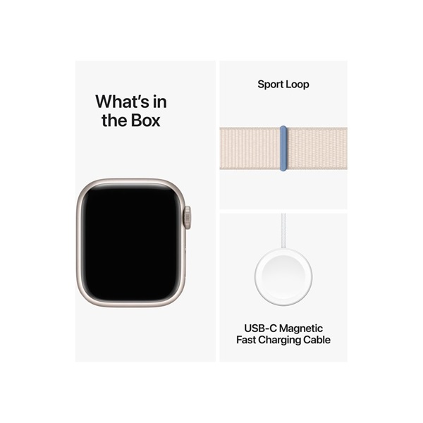 Apple Watch S9 Cellular (41mm) csillagfény alumínium tok , csillagfény sport pánt okosóra