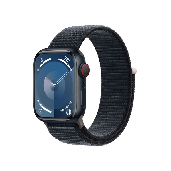 Apple Watch S9 Cellular (41mm) éjfekete alumínium tok , éjfekete sport pánt okosóra