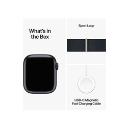 Apple Watch S9 Cellular (41mm) éjfekete alumínium tok , éjfekete sport pánt okosóra