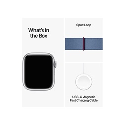 Apple Watch S9 Cellular (41mm) ezüst alumínium tok , kék sport pánt okosóra