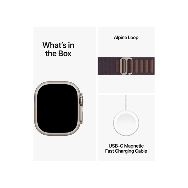 Apple Watch Ultra2 Cellular (49mm) titán tok , indigo alpesi pánt (L) okosóra