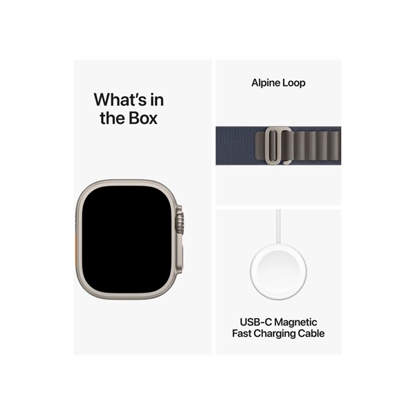 Apple Watch Ultra2 Cellular (49mm) titán tok, kék alpesi pánt (L) okosóra