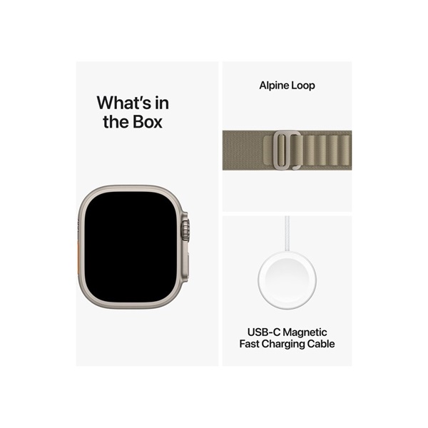 Apple Watch Ultra2 Cellular (49mm) titán tok , oliva alpesi pánt (L) okosóra