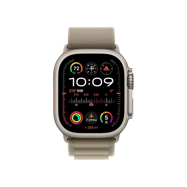 Apple Watch Ultra2 Cellular (49mm) titán tok , oliva alpesi pánt (M) okosóra