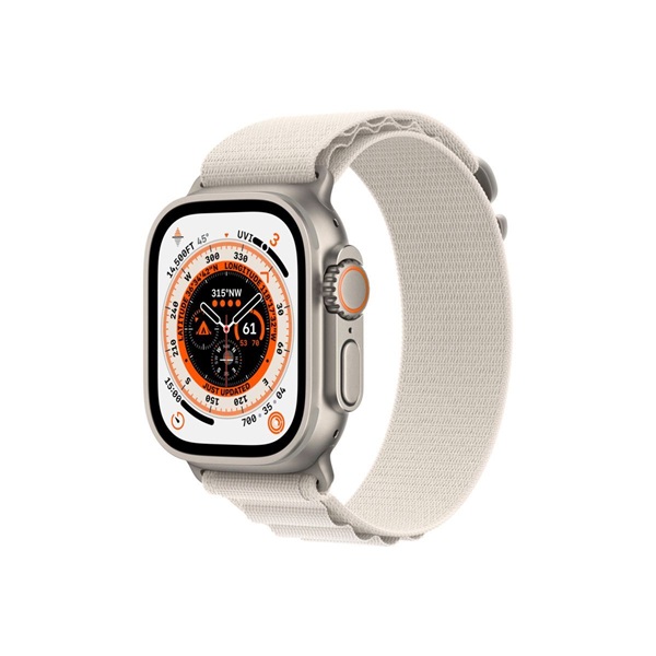 Apple Watch Ultra Cellular (49mm) ezüst titánium tok, fehér alpesi pánt (M) okosóra