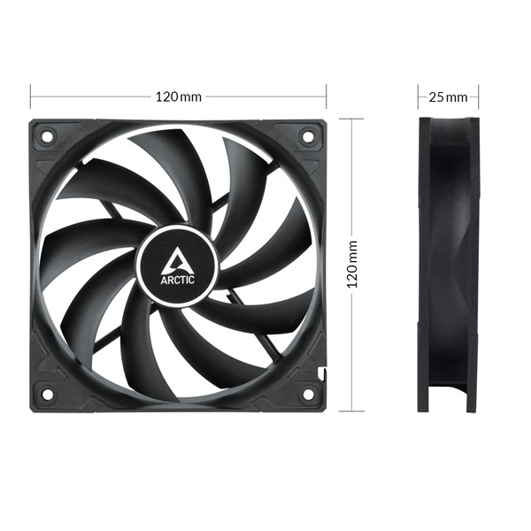 Arctic F12 Silent 120mm fekete ventilátor