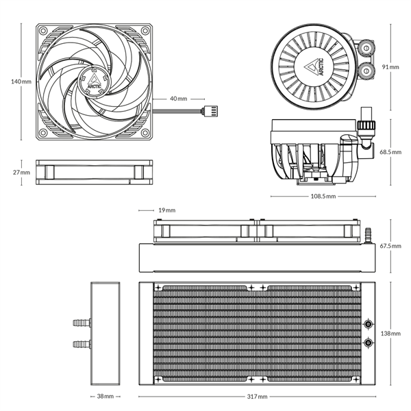 Arctic Liquid Freezer III 280 fekete vízhűtéses processzorhűtő