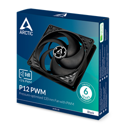 Arctic P12 PWM 120mm fekete ventilátor