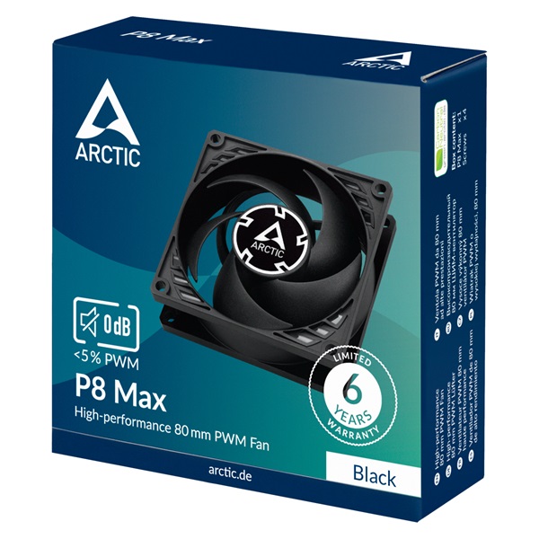 Arctic P8 Max 80mm fekete ventilátor