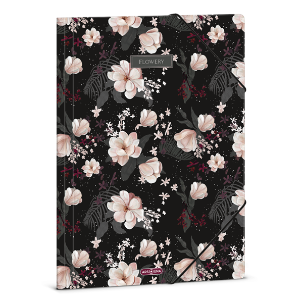 Ars Una Flowery Black 24 (5374) A4 gumis mappa