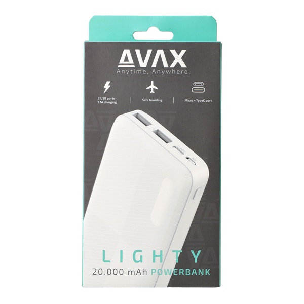 Avax PB201W LIGHTY 20000mAh fehér power bank