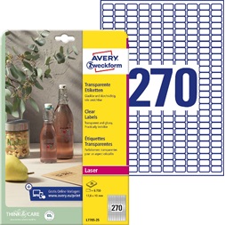 Avery L7785-25 17,8x10mm víztiszta átlátszó fóliacímke