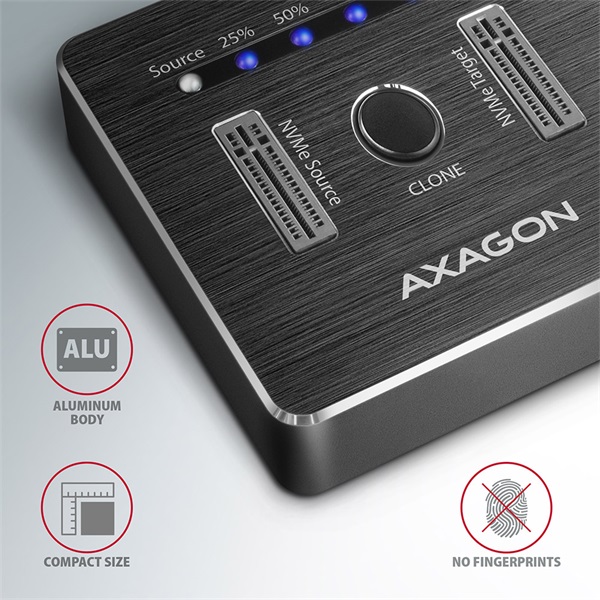 Axagon ADSA-M2C USB-C 3.2 M.2 fekete dual dokkoló állomás