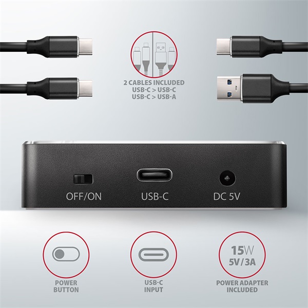 Axagon ADSA-M2C USB-C 3.2 M.2 fekete dual dokkoló állomás