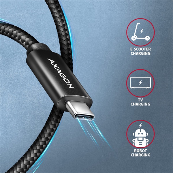 Axagon BUCM2-CM10AB 1m USB C fekete adat- és töltőkábel