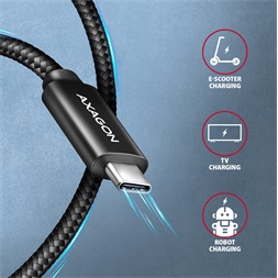 Axagon BUCM2-CM10AB 1m USB C fekete adat- és töltőkábel