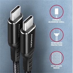 Axagon BUCM2-CM30AB 3m USB C fekete adat- és töltőkábel