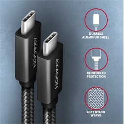 Axagon BUCM32-CM20AB USB-C 3.2 Gen 2 -  USB-C 2 m fekete kábel