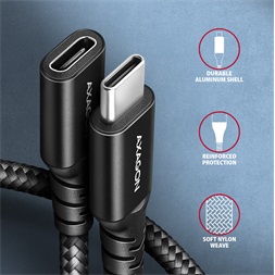 Axagon BUCM32-CF05AB 0,5m USB C fekete hosszabbító kábel