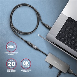 Axagon BUCM32-CF05AB 0,5m USB C fekete hosszabbító kábel