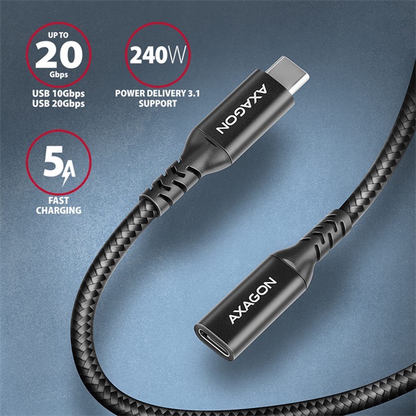 Axagon BUCM32-CF15AB 1,5m USB C fekete hosszabbító kábel