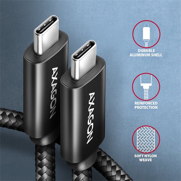 Axagon BUCM4X-CM10AB NewGEN+ 1m USB-C <> USB-C 4 Gen 3x2 / 240W kábel