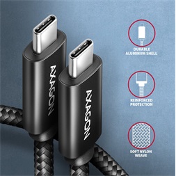 Axagon BUCM4X-CM10AB NewGEN+ 1m USB-C <> USB-C 4 Gen 3x2 / 240W kábel