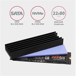 Axagon CLR-M2L10 alumínium passzív hűtő M.2 SSD-hez