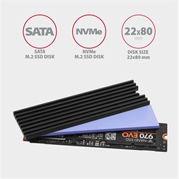 Axagon CLR-M2L3 alumínium passzív hűtő M.2 SSD-hez