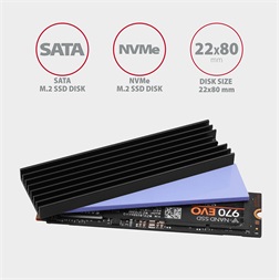 Axagon CLR-M2L6 alumínium passzív hűtő M.2 SSD-hez