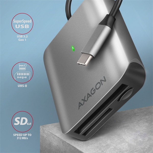 Axagon CRE-S3C USB-C 3.2 SD/microSD/CF külső kártyaolvasó