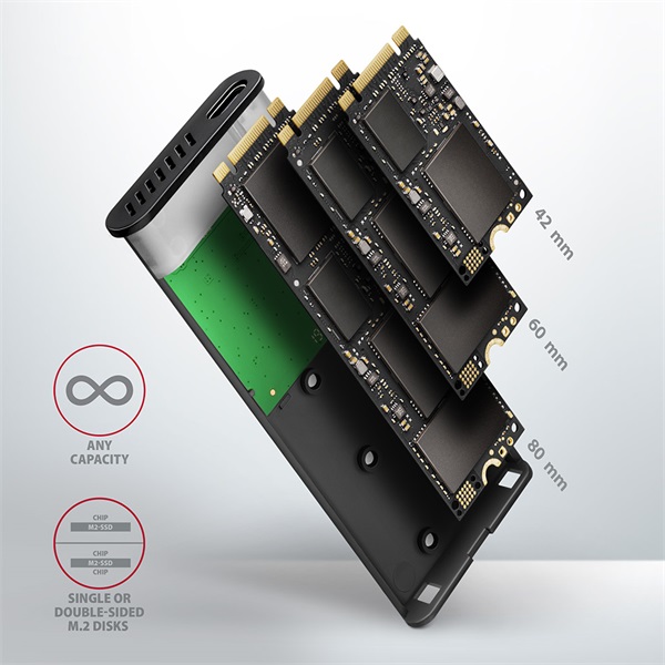 Axagon EEM2-SBC USB-C 3.2 Gen2 - M.2 SATA SSD ház