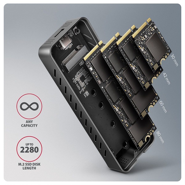 Axagon EEM2-20G USB-C 20Gbps - M.2 NVMe külső SSD ház